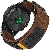 Soft Suede Leather Watch Band, 20mm Military Strap Compatible with Garmin Fenix 8 43mm /7S/7S Pro/6S/6S Pro/6S Sapphire/5S/5S Plus/5S Sapphire, Instinct 2S, Descent MK1S/2S, D2 Delta S, Approach S70-42mm