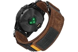 HEMSUT H Soft Suede Leather Watch Band, 26mm Military Strap Compatible with Garmin Instinct 3 50mm/Fenix 8 51mm/7X/7X Pro/6X/6X Pro/5X/5X Plus, Tactix 7 Pro/ Delta, Quatix 6X/5X, Descent MK1/MK2, Instinct 2X, Foretrex 601/701, Enduro /Enduro 2/ Enduro 3, D2