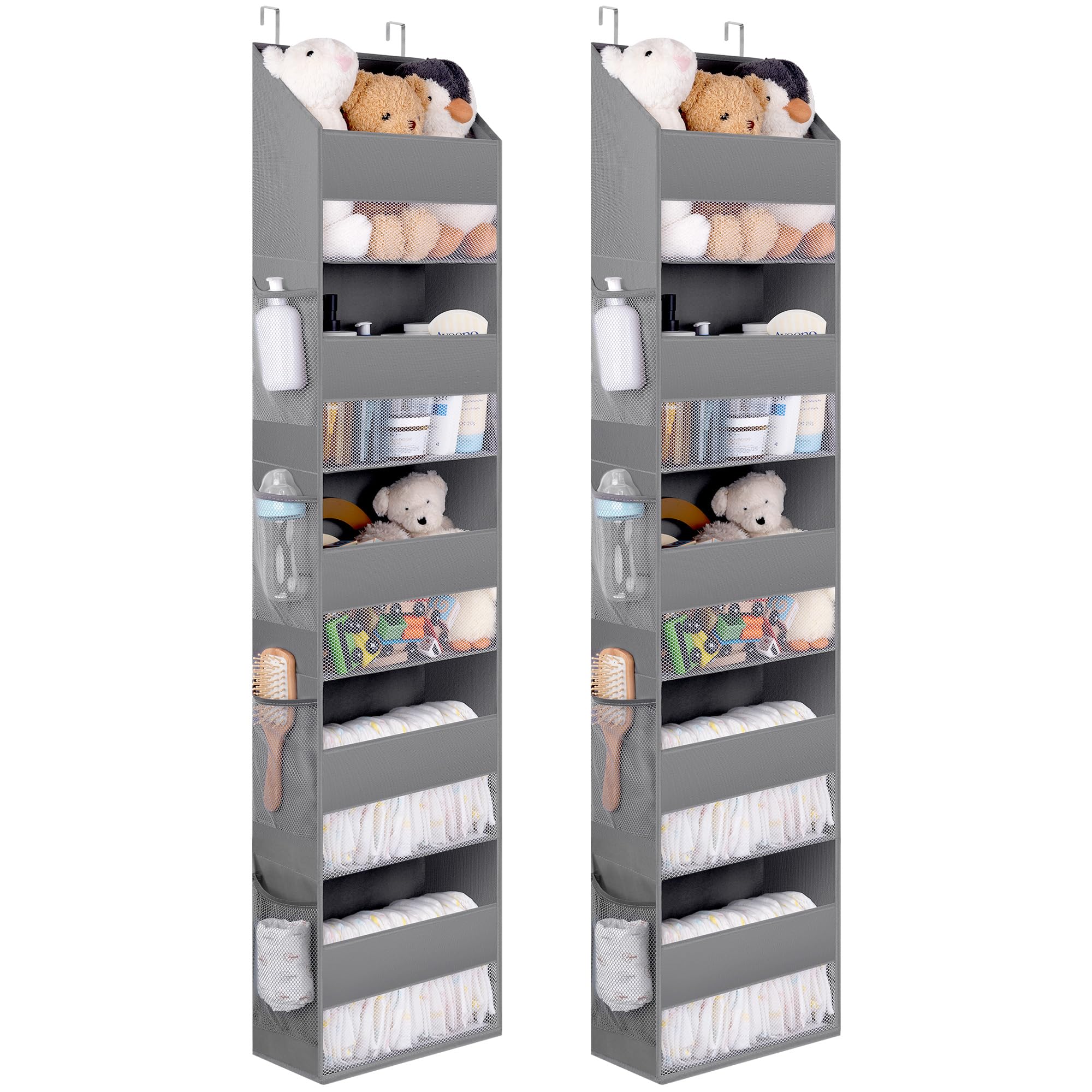 GRANNY SAYS 5-Shelf Hanging Storage Pockets, Pack of 2 Back Door Organiser Storage, Behind Door Storage Organizer for Bedroom Living Room, Dark Grey Overdoor Storage Organiser Nursery Hanging Storage