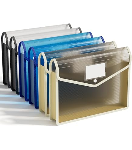 VON Leitz A4 File Folders - 10-Pack Plastic PP Folders, Holds 100 Sheets, Modern VON Print, Blue