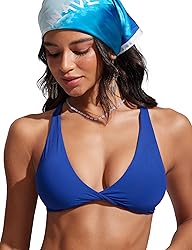 CRZ YOGA Womens V Neck Bikini Tops Twist Front