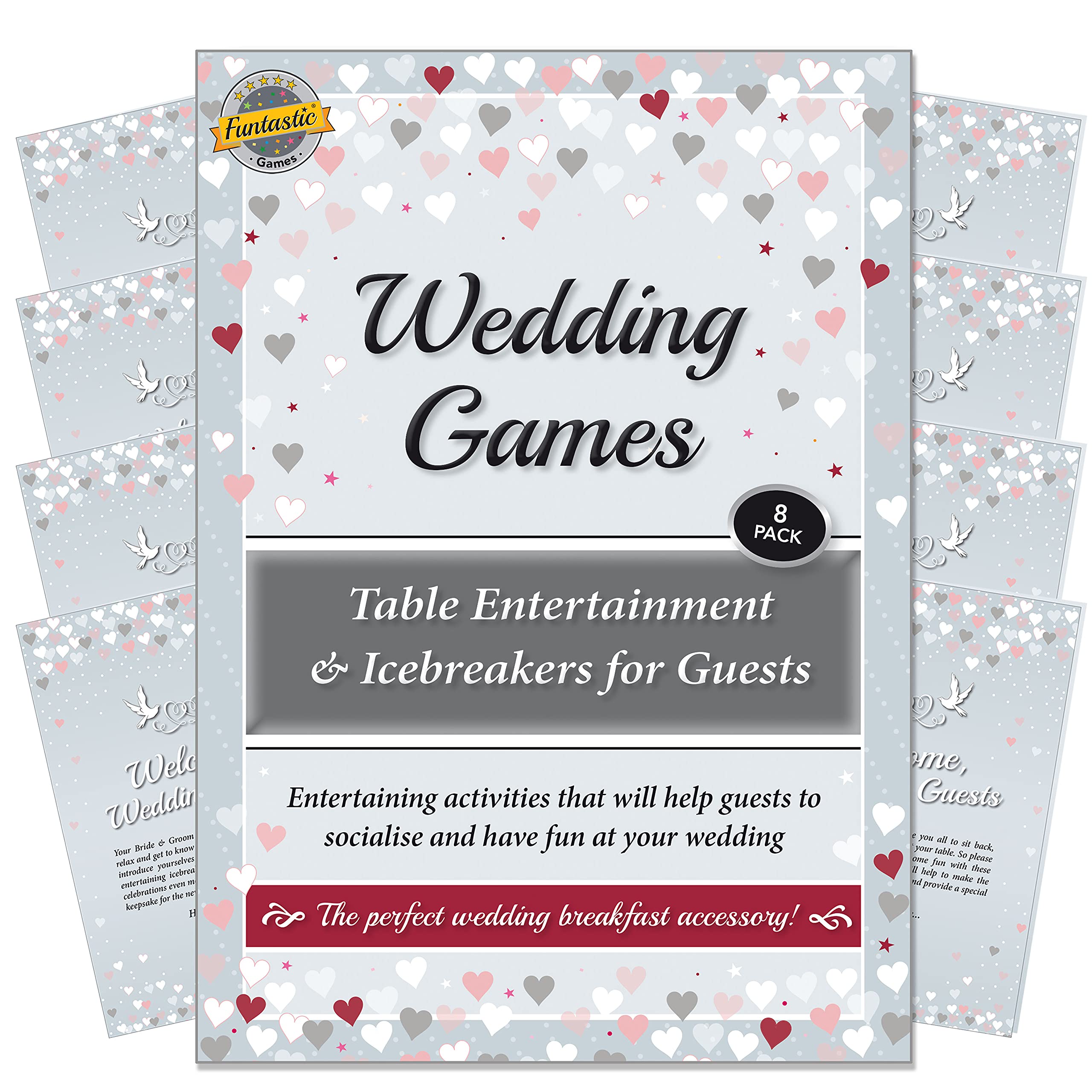 Wedding Games - Entertaining Icebreaker activities to help guests (Up to 8 Tables) to socialise and have fun at a reception/wedding breakfast