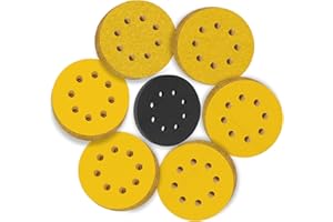 5 inch Sanding Discs 8 Hole Hook and Loop Round Sandpaper Set,Variety Grits Include(60/80/120/220/320/400 Each 10) 60PCS with