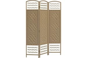 HOMCOM 3 Panel Room Divider, Folding Privacy Screen, 5.6' Room Separator, Wave Fiber Freestanding Partition Wall Divider, Natural