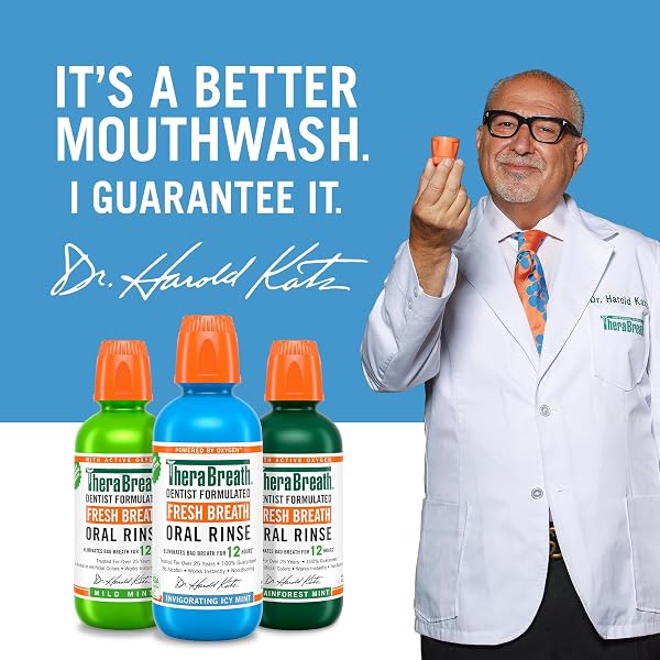THERABREATH FRESH BREATH MOUTHWASH, ICY MINT FLAVOR, ALCOHOL-FREE, 16 FL OZ (PACK OF 2)