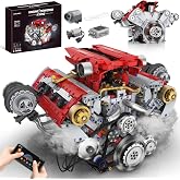 Suplanet V8 Engine Building Kit that Works for Adults,3168PCS | 8-Cylinder Car Engine Model Set with Spray,LED Light,Motor,Battery Box STEM Gifts Display,Desk Decor