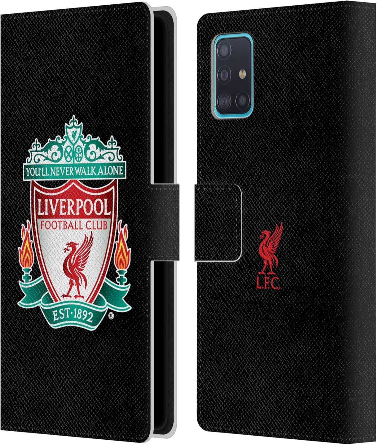 Head Case Designs Officially Licensed Liverpool Football Club Black 1 Crest 1 Leather Wallet Case Compatible With Samsung Galaxy A51 (2019)