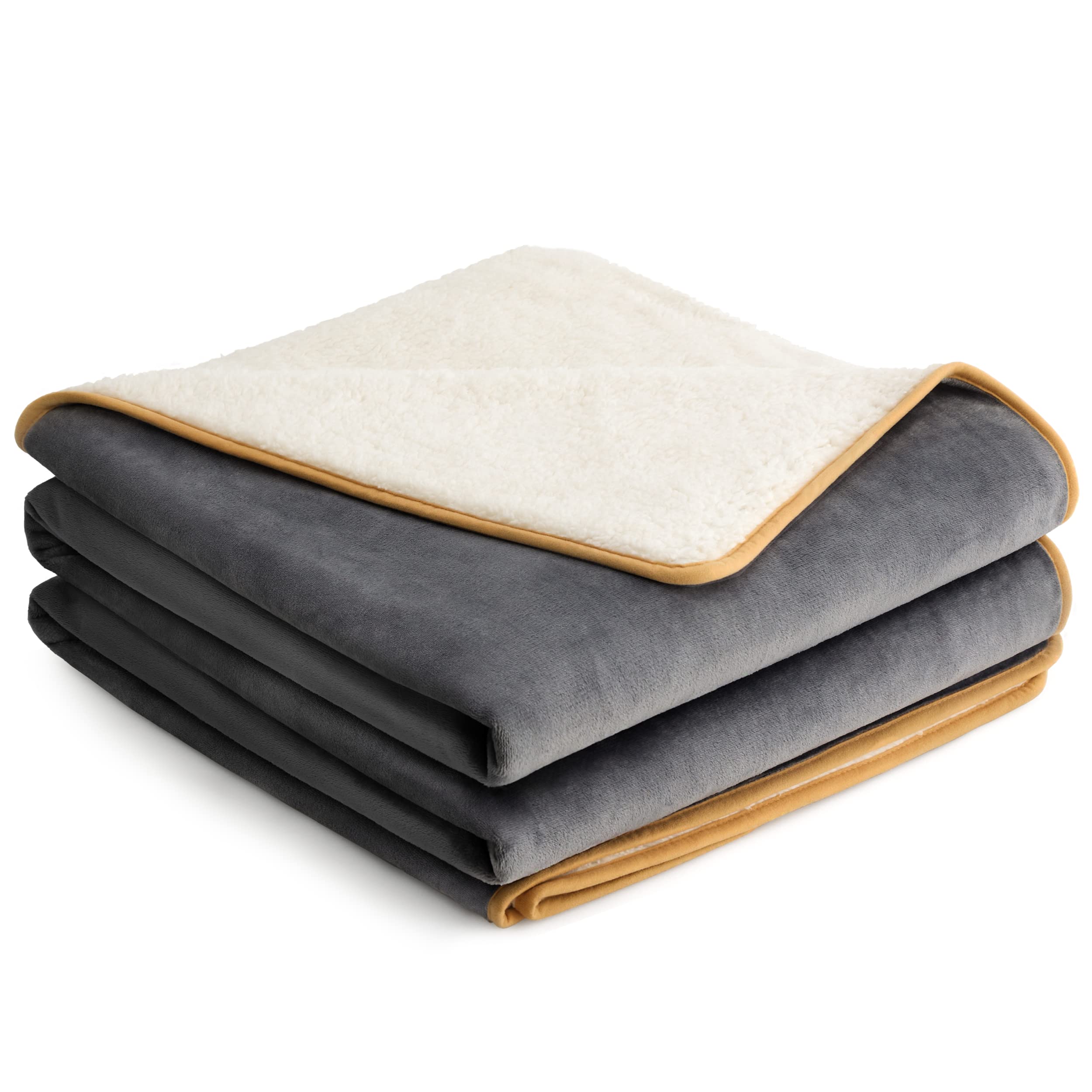 LE SURE Waterproof Fleece Blanket Washable - 152x203cm Ultra Soft Grey Dog Blanket Over Sofa Bed Garden, Twin/Double Throw with Soft Plush, Fit All Season