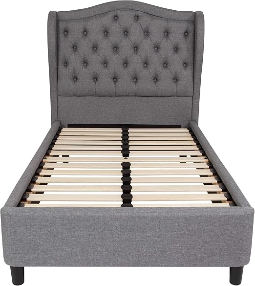 Amazon Com F F Furniture Group 83 75 Light Gray Fabric Twin Size