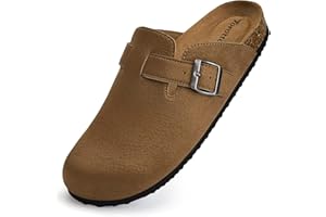 Torotto Womens Mens Clogs Cork Footbed Suede Slippers Arch Support Potato Shoes with Adjustable Buckle