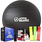 Active Balance Exercise Ball with Resistance Bands & Hand Pump – Premium Balance Ball for Fitness, Health, Relief & More – No