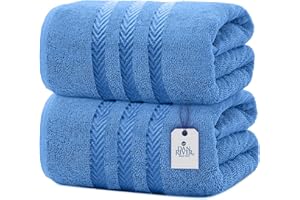 DAN RIVER Bath Sheets Set of 2 – 550 GSM Ultra Super Soft & Highly Absorbent Sheets – 100% Cotton Jumbo Large Bath Towels for Hotel, Spa, Beach, Pool, Gym – 35”x70” in Medium Blue