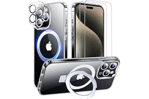 Red2Fire New Magnetic Case for iPhone 15 Pro Max Case, [Clear & Non Yellowing][2Pcs Tempered Glass Camera Protector & Screen Protector] Slim Shockproof Case for iPhone 15 Pro Max 6.7"