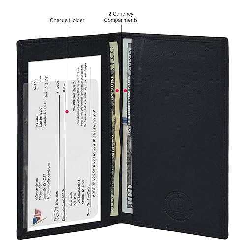 Black Checkbook Cover With Pen Slot LEATHERBOSS Genuine - Travel Wallet With Pen Slot Leather Checkbook Holder