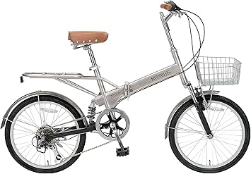 Amazon My Pallas マイパラス 折畳自転車インチ 6段変速 前後サスペンション バスケット 荷台付 カラー シャンパン M 60b Cp マイパラス My Pallas 折りたたみ自転車