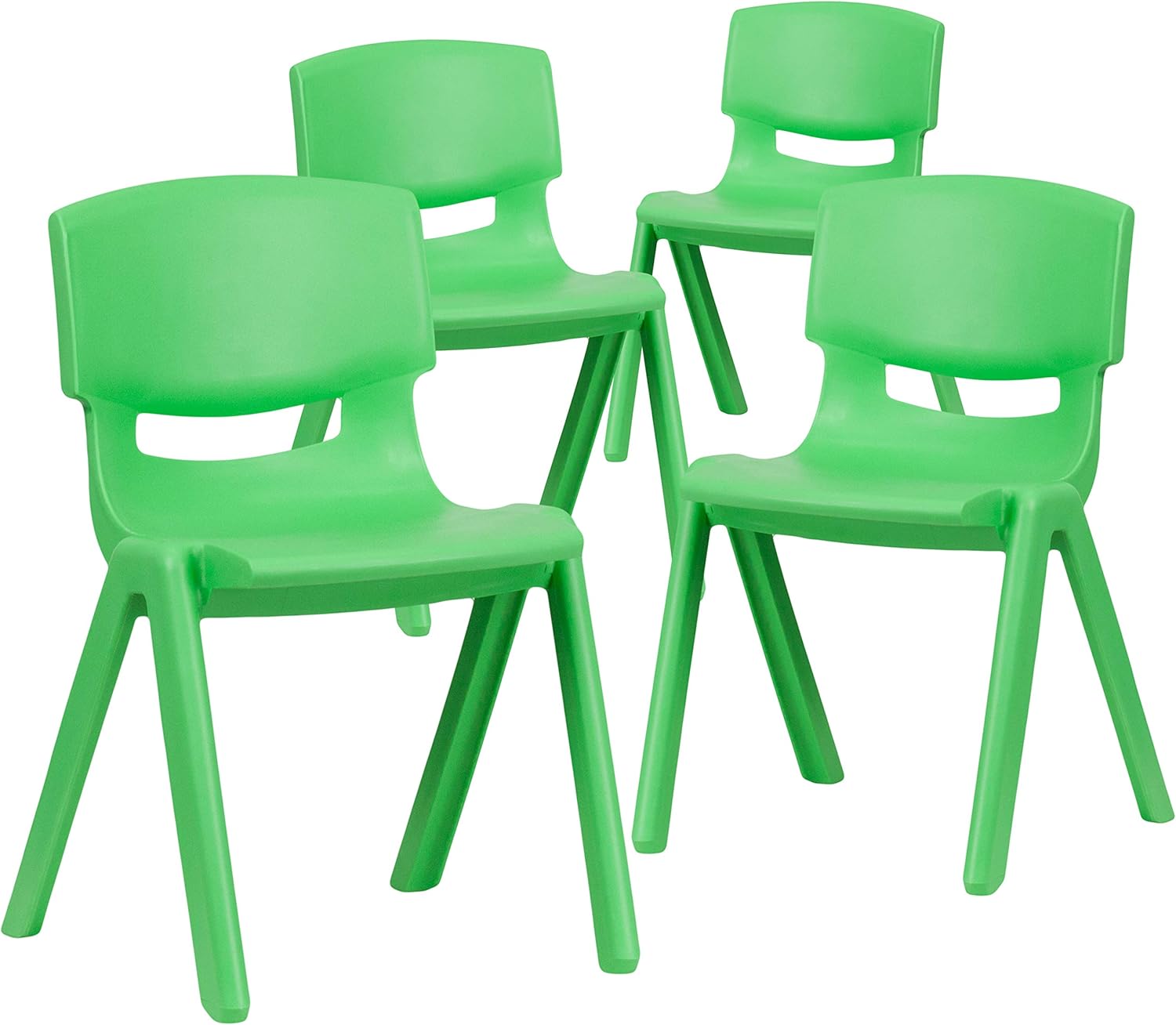 Flash Furniture 4 Pack Green Plastic Stackable School Chair with 13.25'' Seat Height: Furniture & Decor