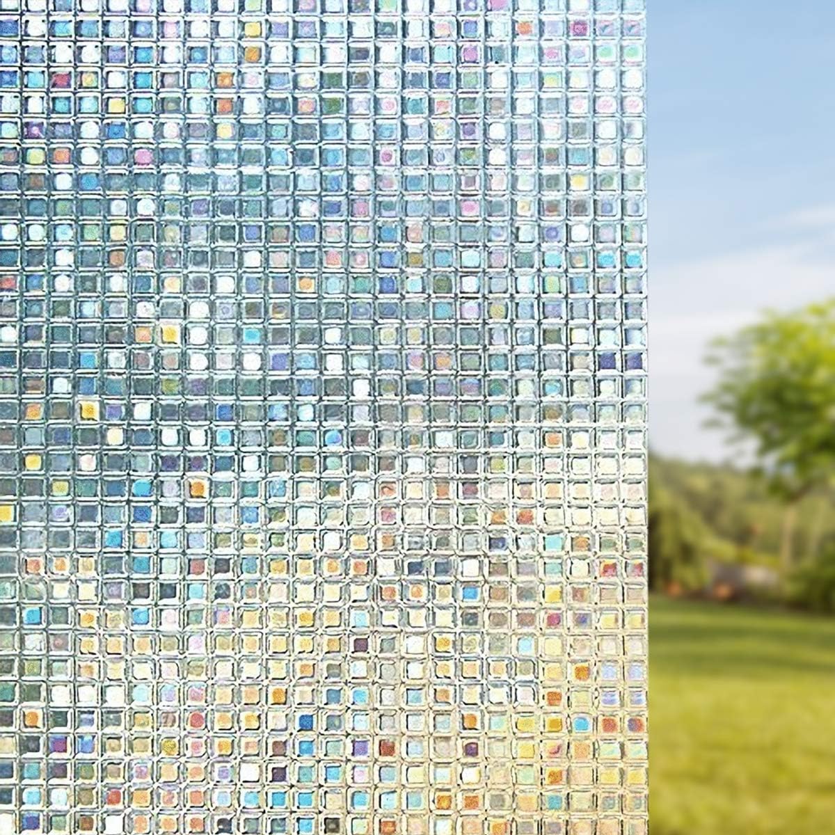 FILMGOO Heat Control Window Film Privacy Static Cling Decoration 3D Self Adhesive for UV Blocking Heat Control Glass Tint Stickers for Home Living Room Bedroom 35.4in x 78.7in