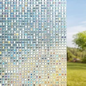 FILMGOO Heat Control Window Film Privacy Static Cling Decoration 3D Self Adhesive for UV Blocking Heat Control Glass Tint Stickers for Home Living Room Bedroom 35.4in x 78.7in