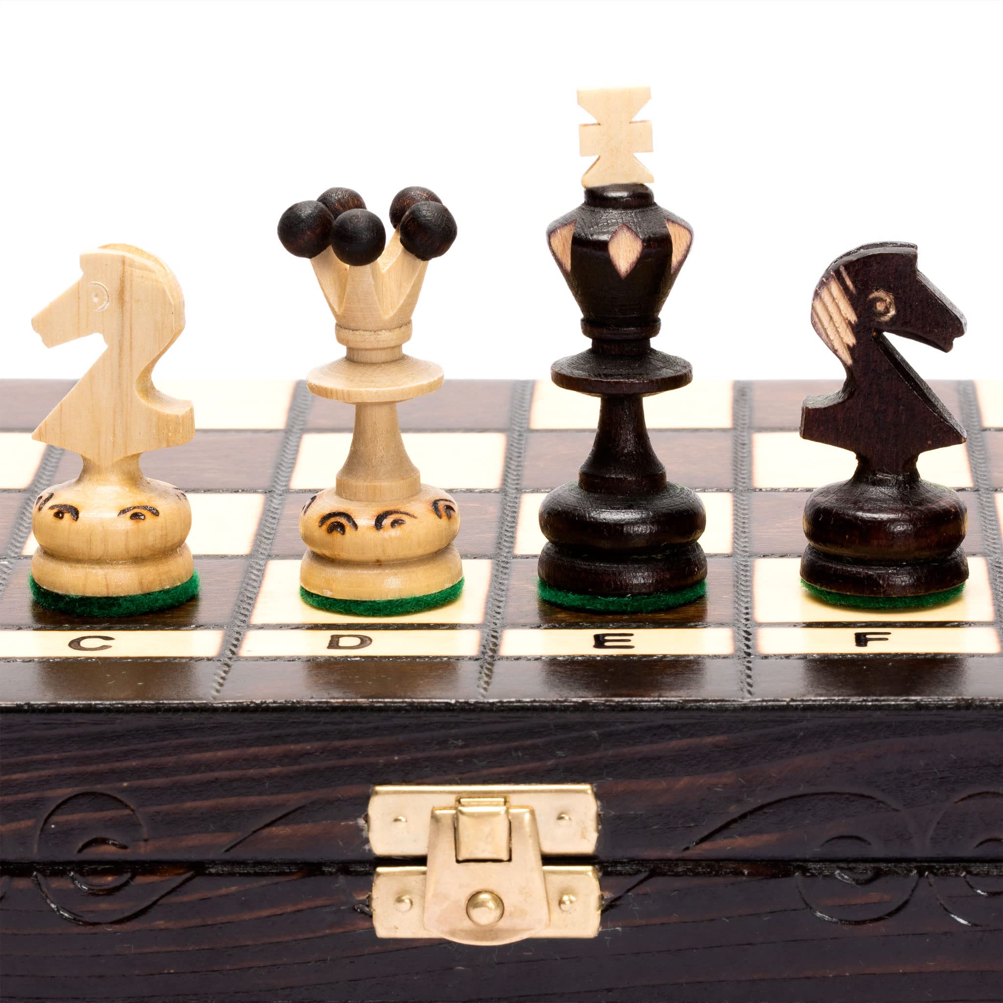 Husaria European International Wooden Chess Game Set "Regal" - 35 centimeters Medium Size Chess Set with Handcrafted Chessmen and Felted Folding Board