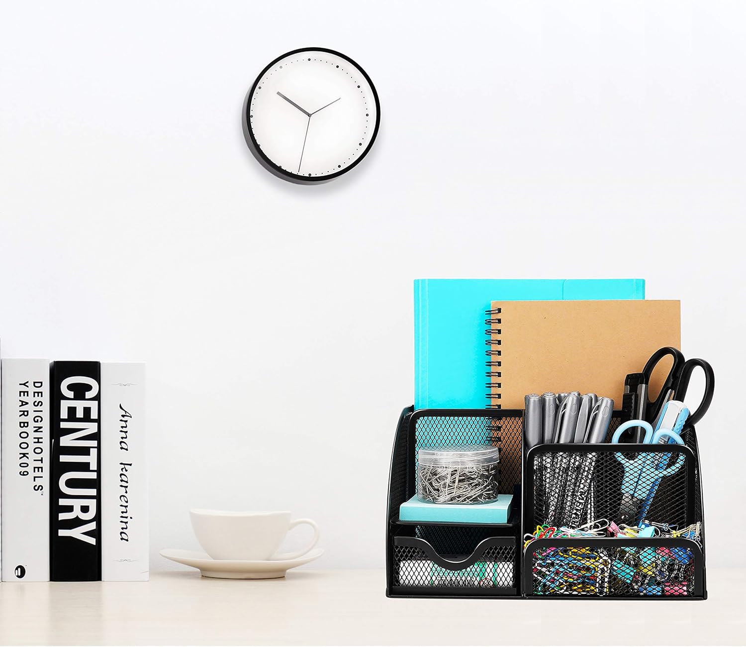 Desk Organizer, Wellerly Office Supplies Desk Organization Accessories Pen Holder Organizers Set Multi-Functional Mesh Storage Caddy with 6 Compartments + 1 Drawer for Office School Home Supply: Home Improvement