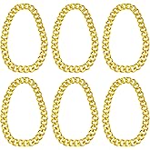 Nodaaiie 6 Pcs Gold Rapper Chain, 32 Inch Chunky Hip Hop Necklace, Big Fake Gold Chains for 80s 90s Punk Halloween Costume Men Women