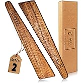 HYGGE INTERIOR LIVING Heirloom Acacia Wood Spatula Set - Professional Flat Turner for Cast Iron & Non-Stick, 12 inch Hand-Sanded Premium Hardwood, Designer Gift Box for Modern Kitchens - Set of 2