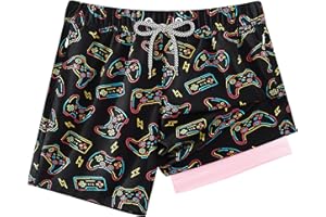 APTRO 2 in 1 Boy's Swim Trunks Quick Dry Kids Bathing Suits Zipper Pockets Board Shorts 5-16Y