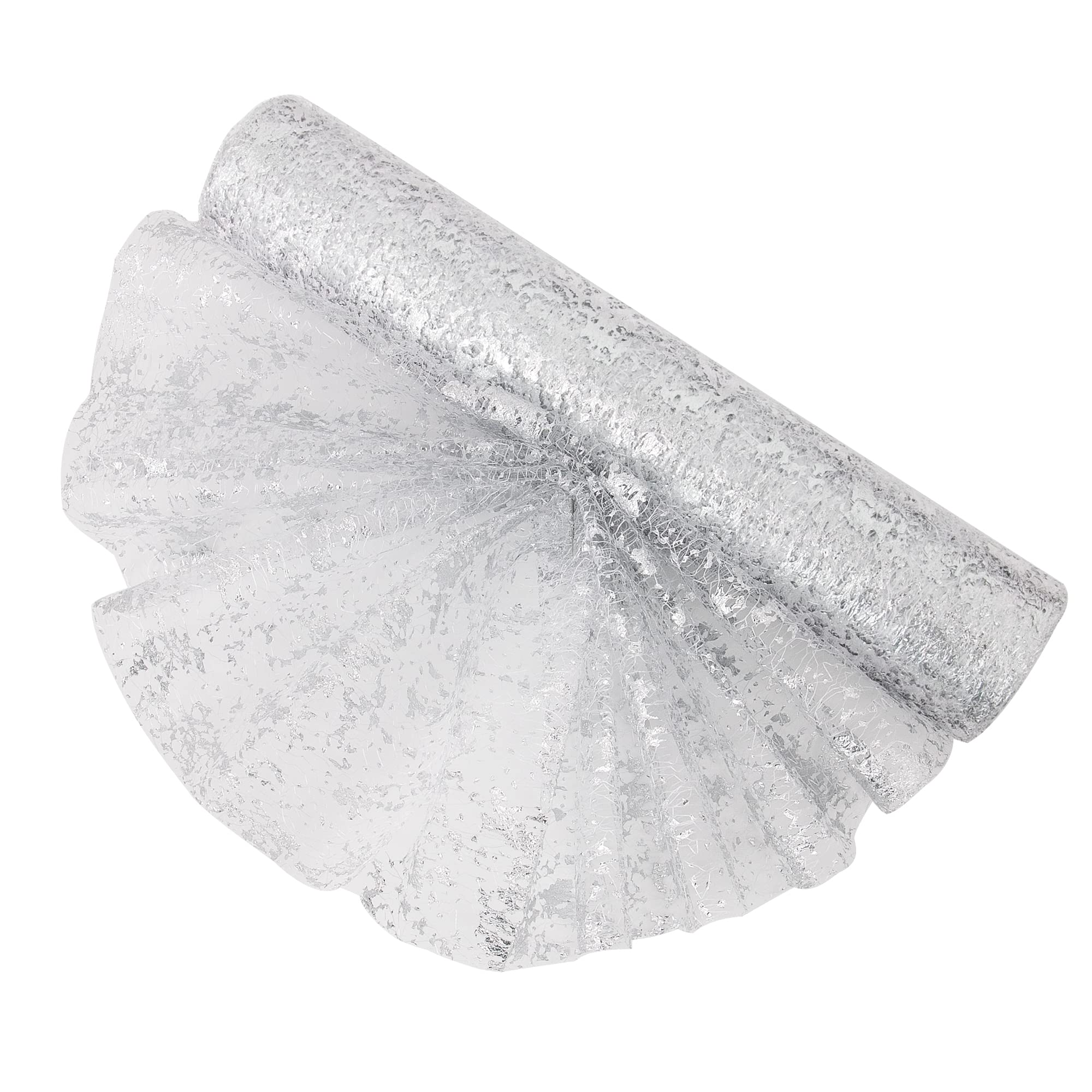 Time to Sparkle Table Runner with Gold Foil 29cm x 15M Sparkling Tulle Roll Gift Floral Wrapping Paper Rolls Glitter Table Decoration for Holidays Wedding Parties and Everyday Decoration (Silver)