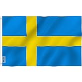 Anley Fly Breeze 3x5 Foot Sweden Flag - Vivid Color and Fade proof - Canvas Header and Double Stitched - Swedish Banner Flags Polyester with Brass Grommets 3 X 5 Ft
