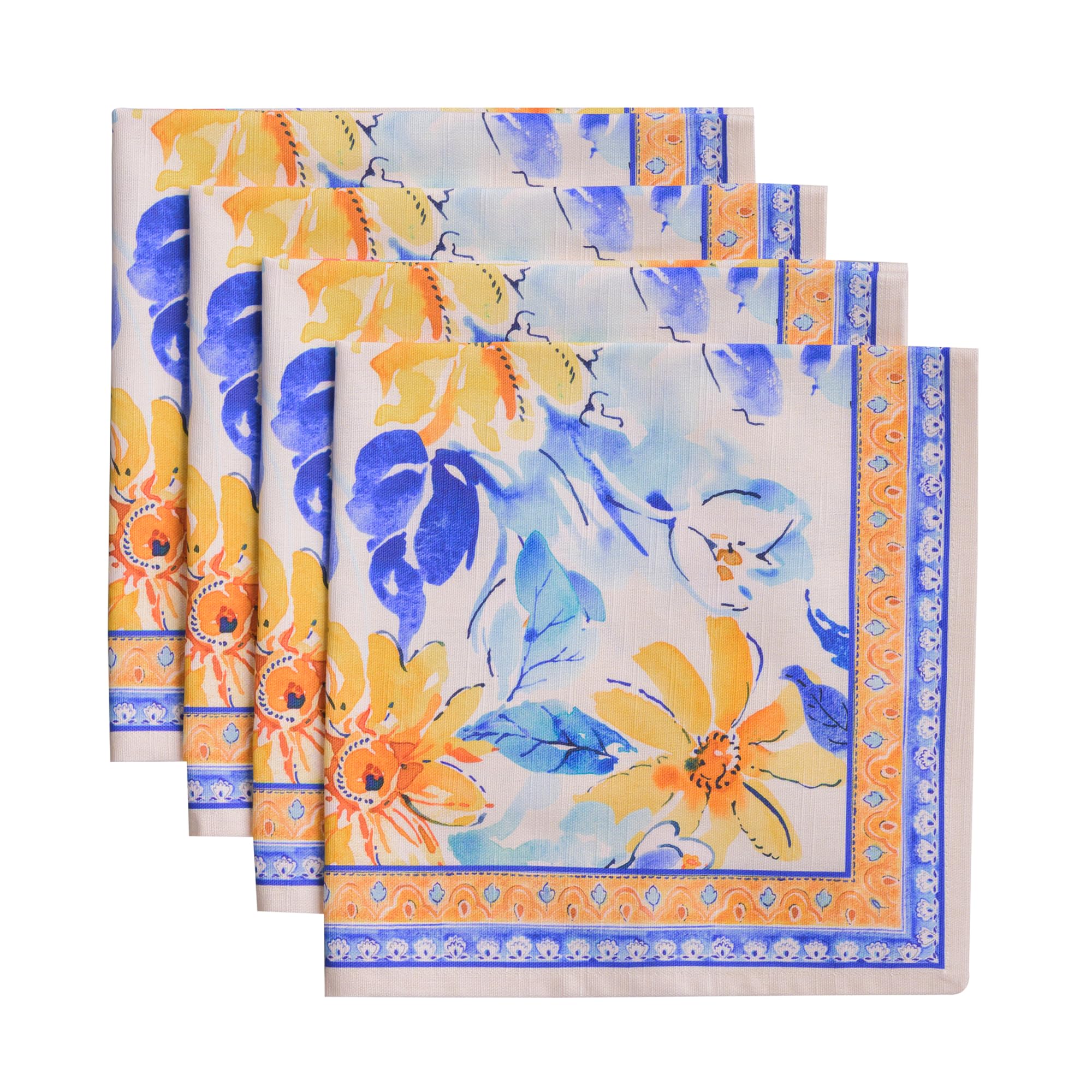 Maison d' Hermine Cloth Napkins Set of 4 100% Cotton Everyday Reusable Square Napkins Cloth Washable Dinner Party Wedding Restaurant Gifts for Mothers Day Spring/Summer (Girassol, 20" x 20") Image