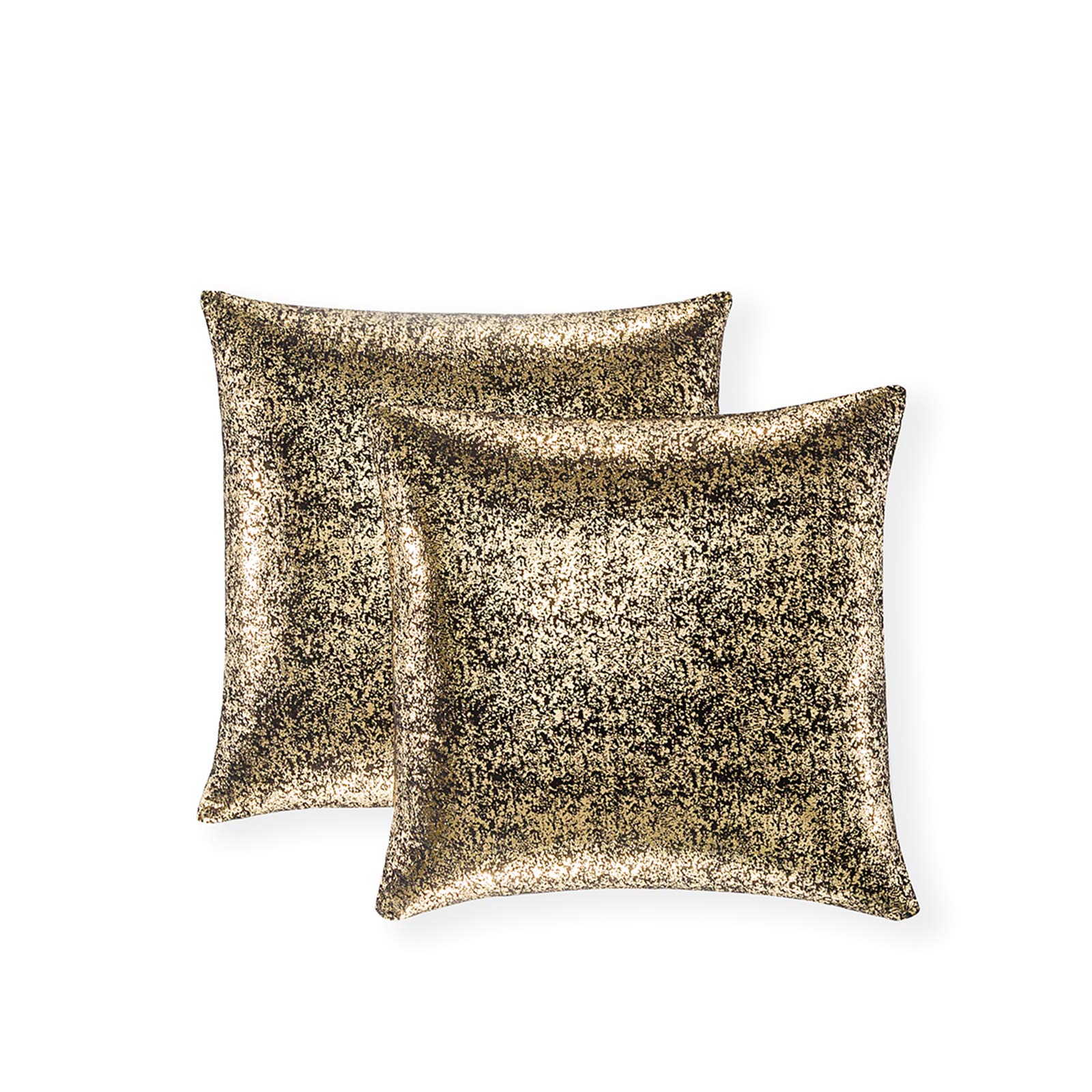 Photo 1 of Xinrjojo Pack of 2, Shimmery Pillow, Soft Solid Color Sparkling Decorative Throw Pillow Covers Set, Cushion Cases Pillowcases for Sofa Bedroom Car, 24 x24 Inch 60 x 60cm (Bronzing- Black)