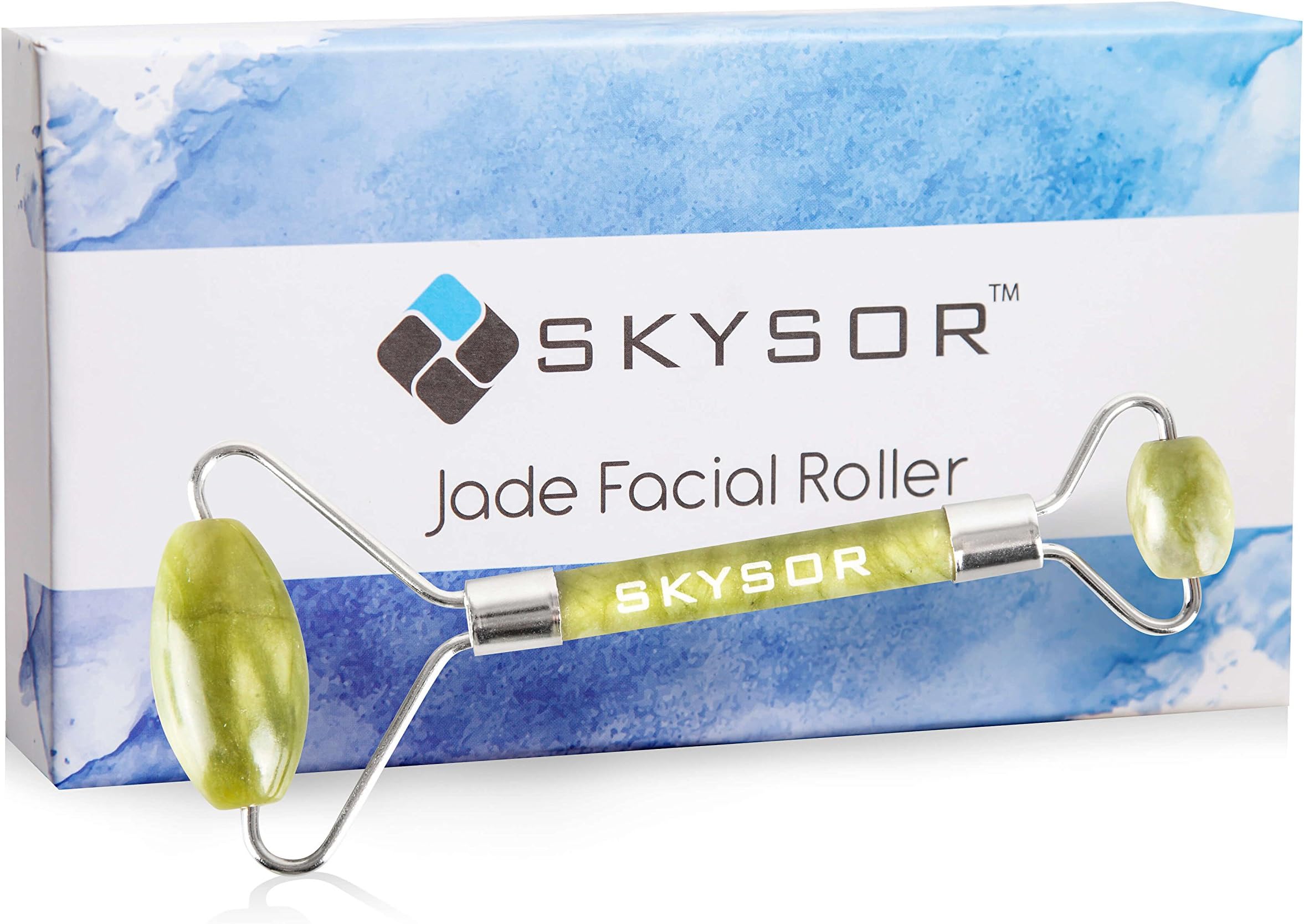 Anti Aging Premium Jade Roller for Face - Made with 100% Authentic Real Jade Stone is a Great Ice Facial Massage Roller for a Slimmer Face, Wrinkles, Lymphatic Drainage, Puffy Eyes and Glowing Skin