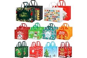 STYPOP Christmas Gift Bags Assorted Sizes 20 Holiday Gift Bags Assorted Sizes Reusable Christmas Goodie Bags Non-woven Christmas Bags Bulk Xmas Gift Bags with Handles Tote Bags 4 Large 8 Medium 8 Small