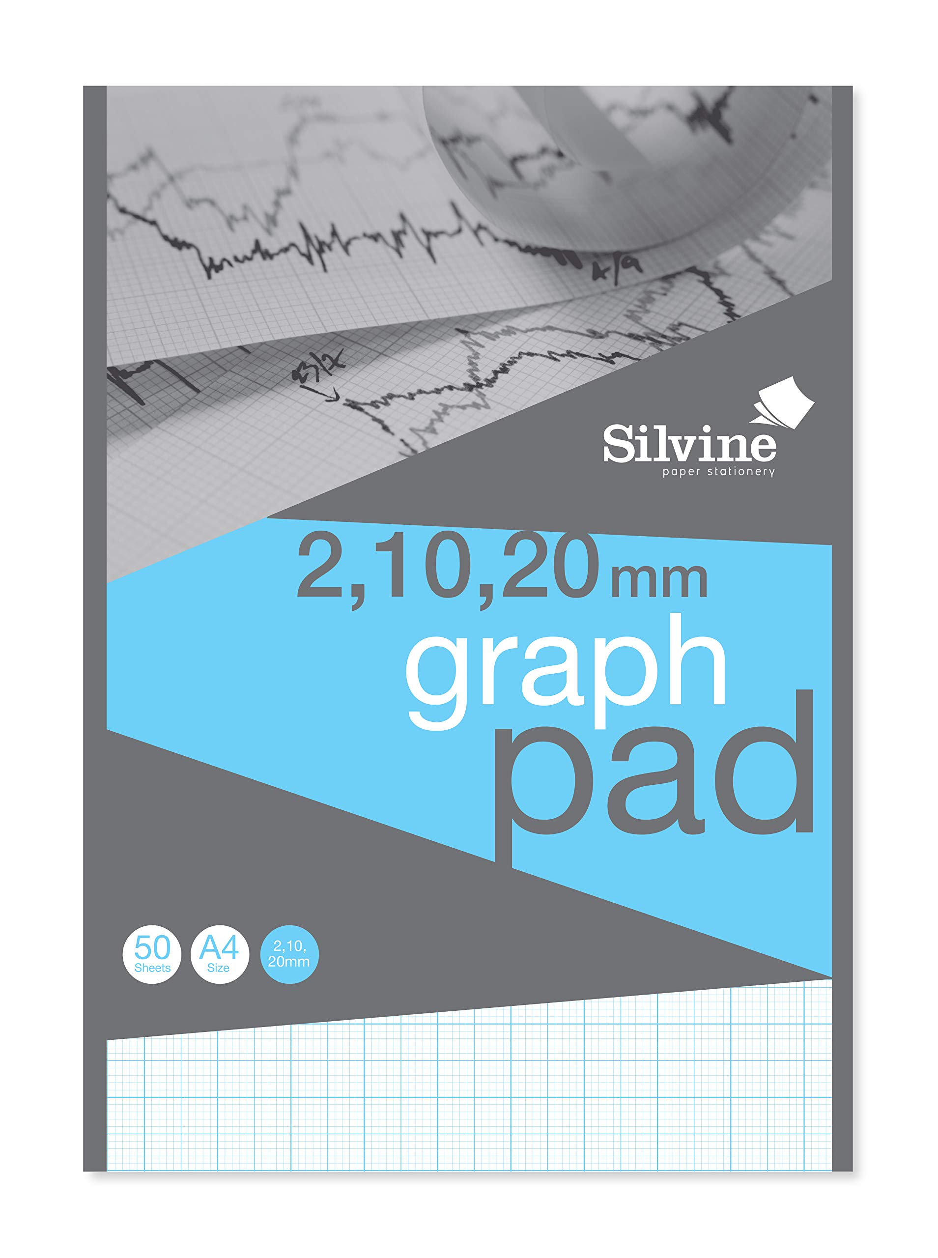 Silvine A4 Professional Graph Pad. 50 Sheets of Quality 90gsm Paper, A4GP21020