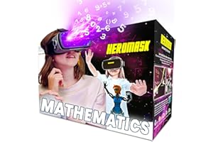 HEROMASK VR Headset + Math Games [Multiplication Subtraction etc] Virtual Games: Gift for Boys & Girls. Cool Educational Toys for Kids 5 6 7 8… Years Old. Virtual Reality Learning Resources Grade 1 2 3 4…8