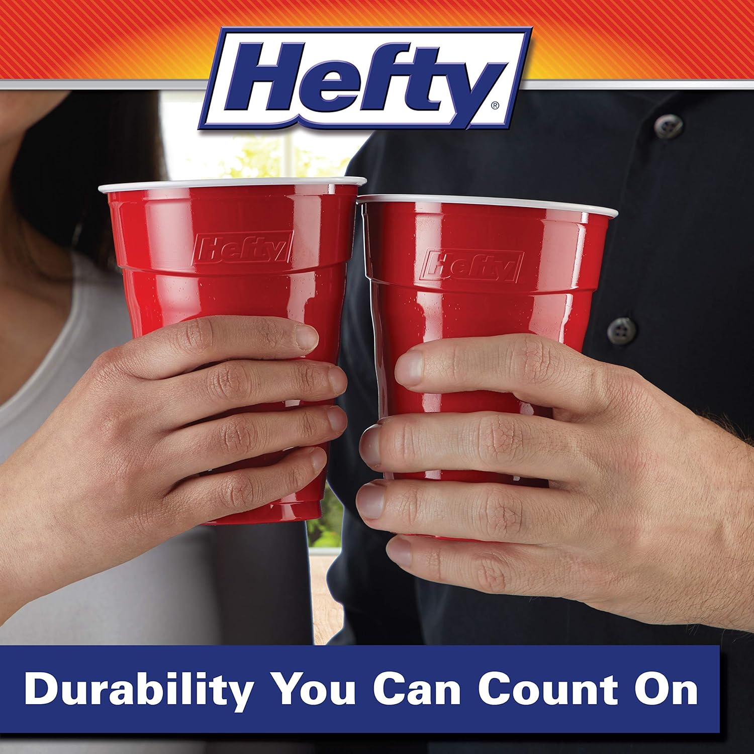 Hefty Party On Disposable Plastic Cups, Red, 18 Ounce, 50 Count (Pack of 3), 150 Total: Health & Personal Care