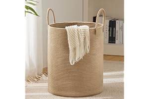 Woven Rope Laundry Hamper Basket by YOUDENOVA, 72L Tall Luandry Basket, Baby Nursery Hamper for Blanket Storage in Bedroom-La