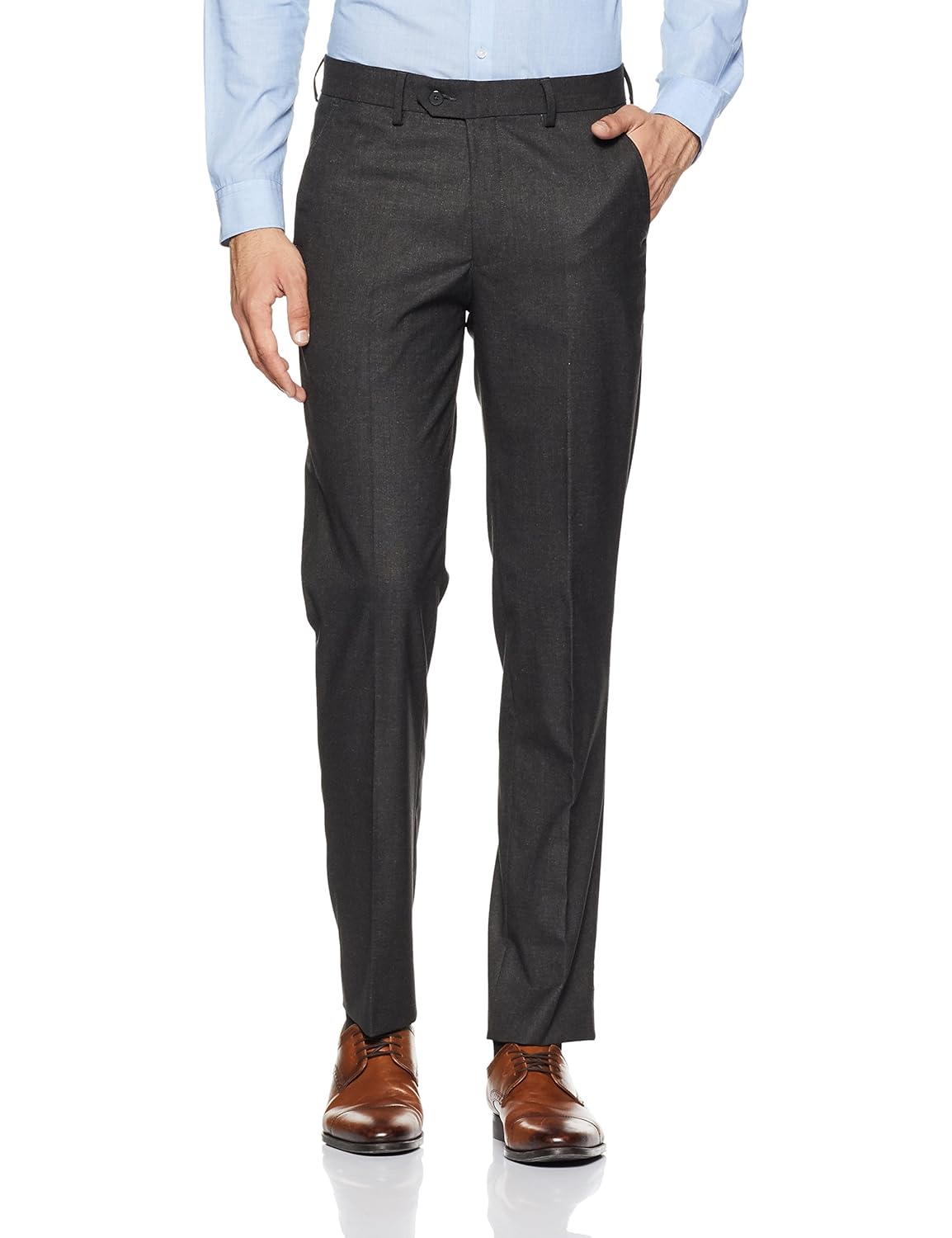 peter england men's slim fit formal trousers