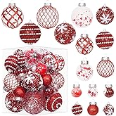 Super Holiday Christmas Ball Ornaments, 33PCS Red Clear Shatterproof Plastic Foam Ornaments Set for Hanging Xmas Tree Holiday Thanksgiving Party Decor.