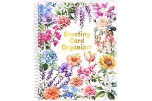 Ceiba Tree Greeting Card Organizer Floral Month by Month Card Keeper Book with Pockets for Christmas Holiday Reminders Birthday Party Wedding
