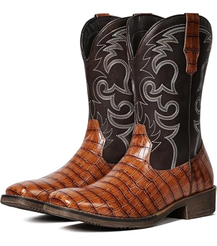 SOTO Boots Caiman Belly Print Men\'s Cowboy Boots Size 9 Brown Amazon.com | Soto Boots Men main image 2