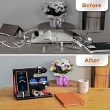 Teslyar Dad Gifts Wood Phone Docking Station Nightstand Organizer Black view 4