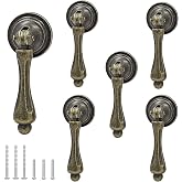 Bonsicoky 6Pcs Antique Bronze Tear Drop Pulls | Vintage Cabinet Decorative Pull Handle Knob, With Screws, For Drawer, Dresser, Wardrobe