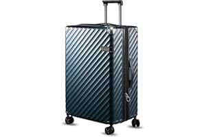 LUGGEX Luggage with Spinner Wheels, Polycarbonate Expandable Hard Shell Suitcase, Checked Large 27 Inch, Navy
