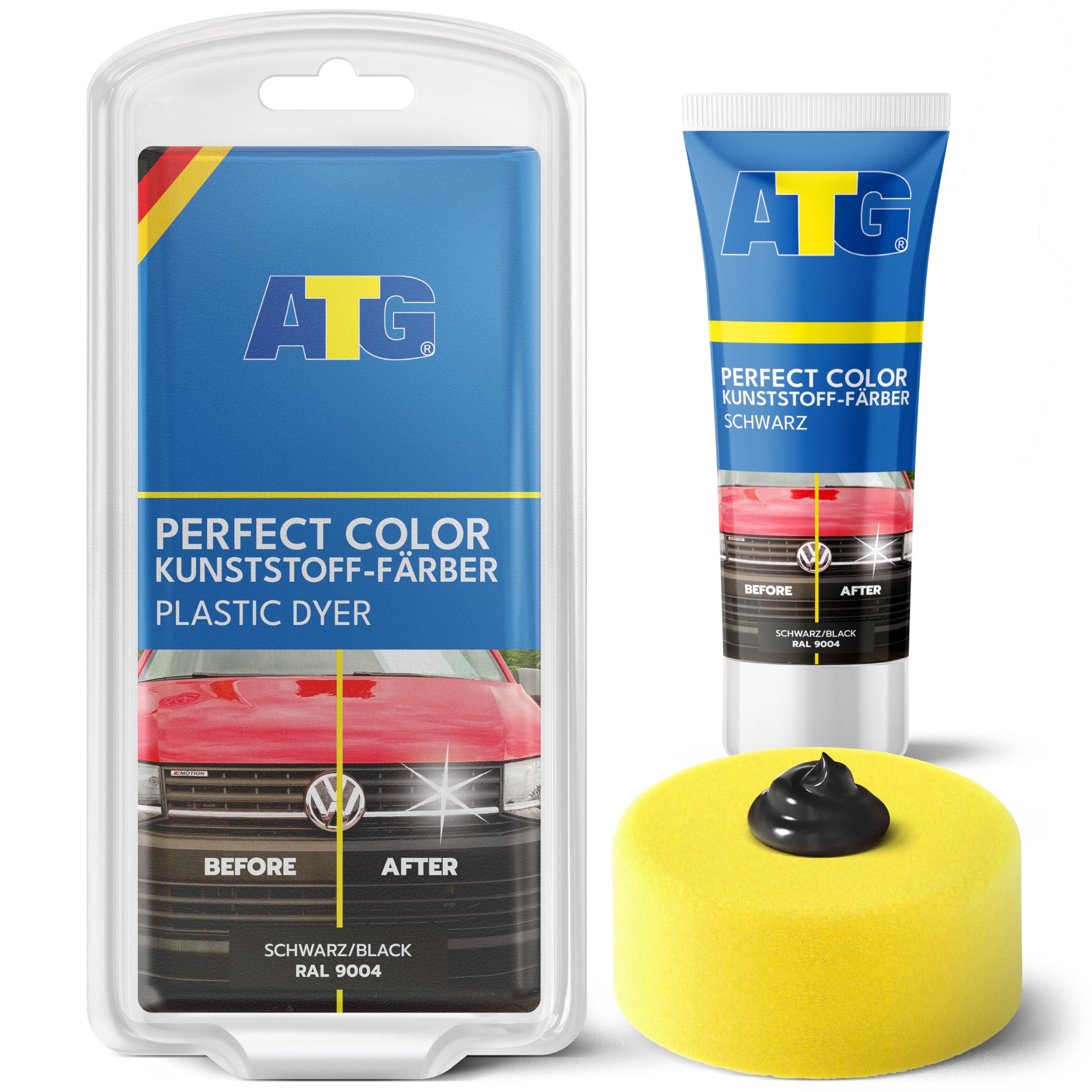 ATG® Back to Black Trim Restorer & Plastic Dye – Car Trim & Bumper Restorer for Faded Plastic – Black Plastic Dye for Cars, Dash & Trim – 70 g