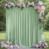 Wokceer Sage Green Backdrop Curtain for Parties Backdrop Drapes 10x8FT | Wrinkle Free Polyester Curtain Backdrop Draping Fabric for Backdrop Photoshoot Birthday Party Background,2 Panel 5x8FT