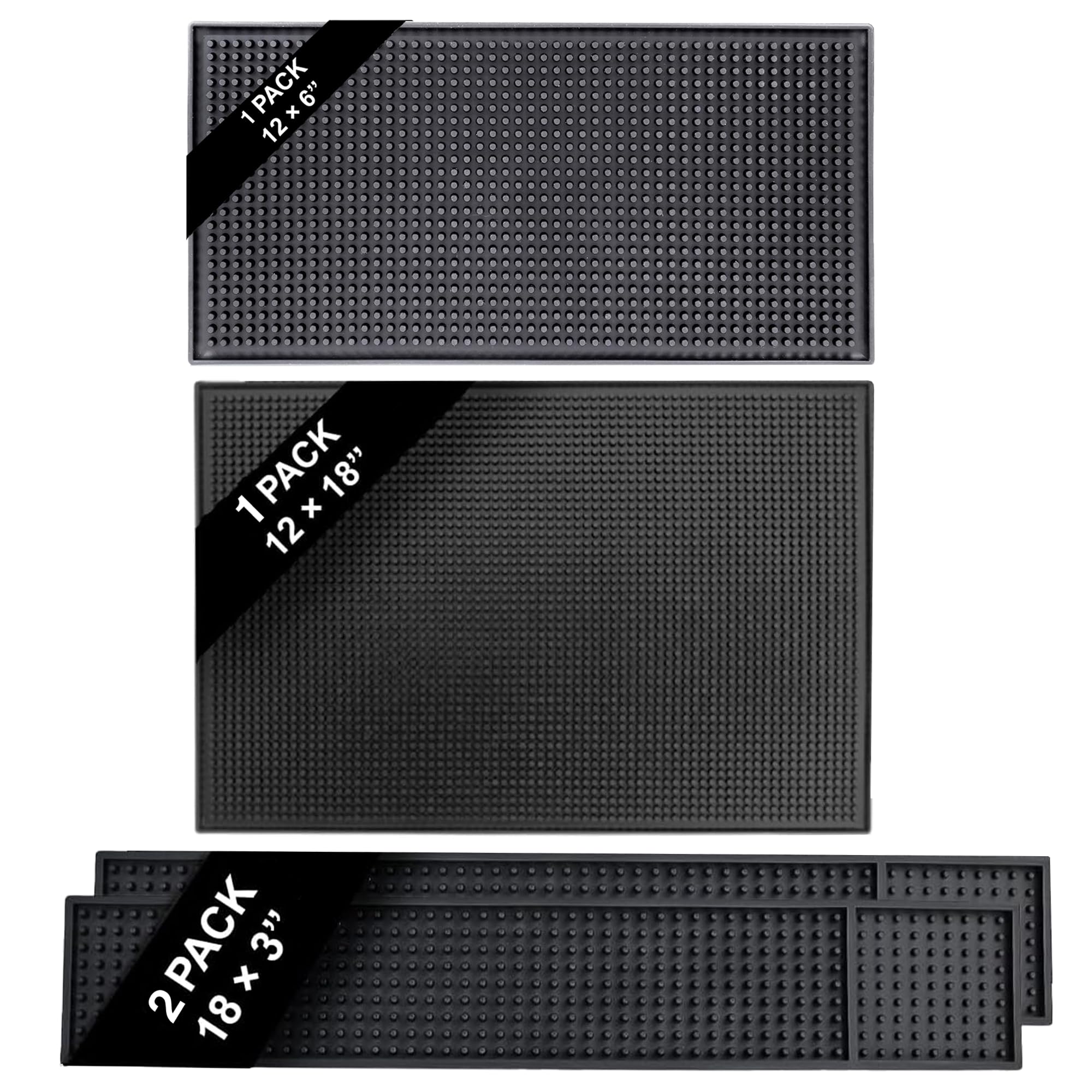 Photo 1 of Bar Mat Bundle - Set of 4 | 1-Pack 18"x12", 2-Pack 18"x3"and ,1-Pack12"x6"