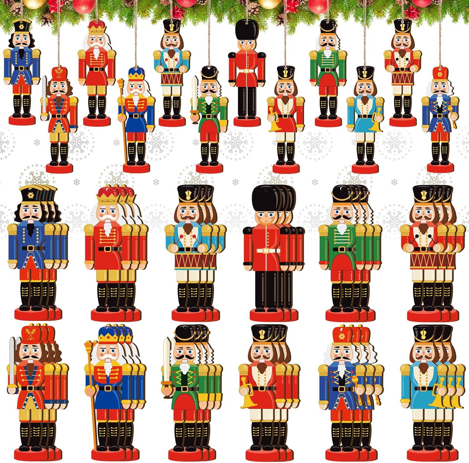 Nutcrackers - 36 Pcs Christmas Nutcracker Ornaments Wood Hanging Nutcrackers Miniature Nutcracker Figures Traditional Holiday Nutcrackers Christmas Sweater Ornament for Xmas Christmas Decoration (Nutcracker Style)