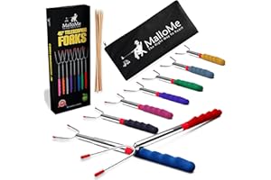 MalloMe Smores Sticks for Fire Pit Extra Long - Marshmallow Roasting Sticks Smores Kit -Smore Skewers Hot Dog Fork Campfire Cooking Equipment, Camping Essentials, Outdoor Campfire Accessories 45"8Pack