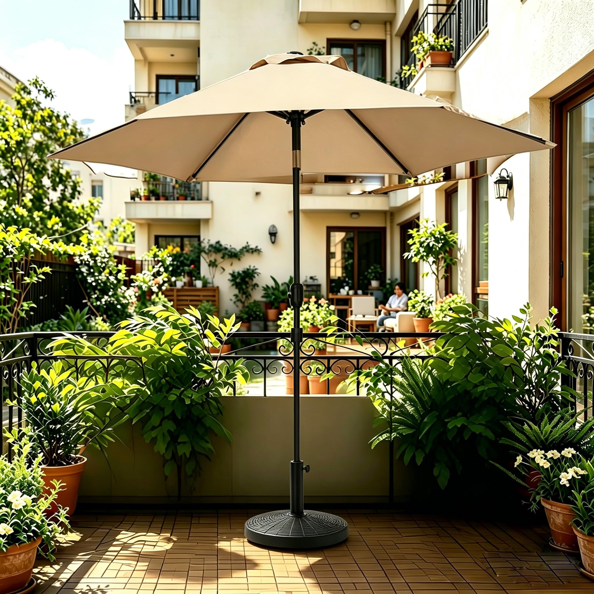 Yaheetch Sonnenschirm Ø 230cm Marktschirm Gartenschirm mit Kurbel Wasserdicht Terrassenschirm Rund Sonnenschutz 9